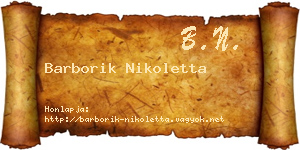 Barborik Nikoletta névjegykártya